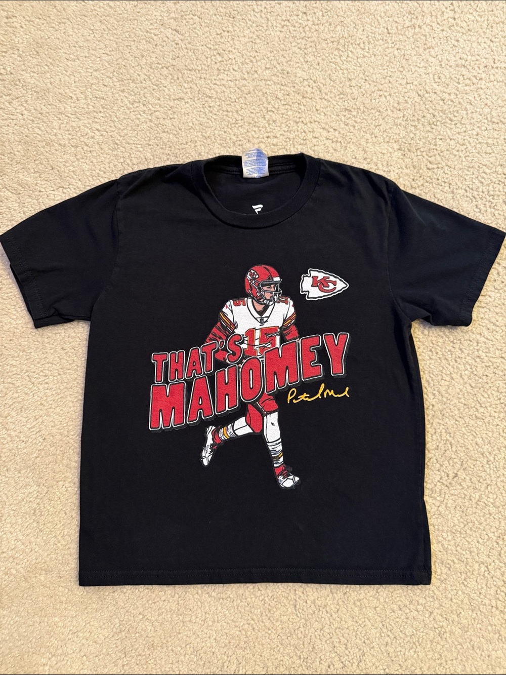 Fanatics Black Kids Size-S 'That's Mahomey' KC Chiefs Graphic Tee
